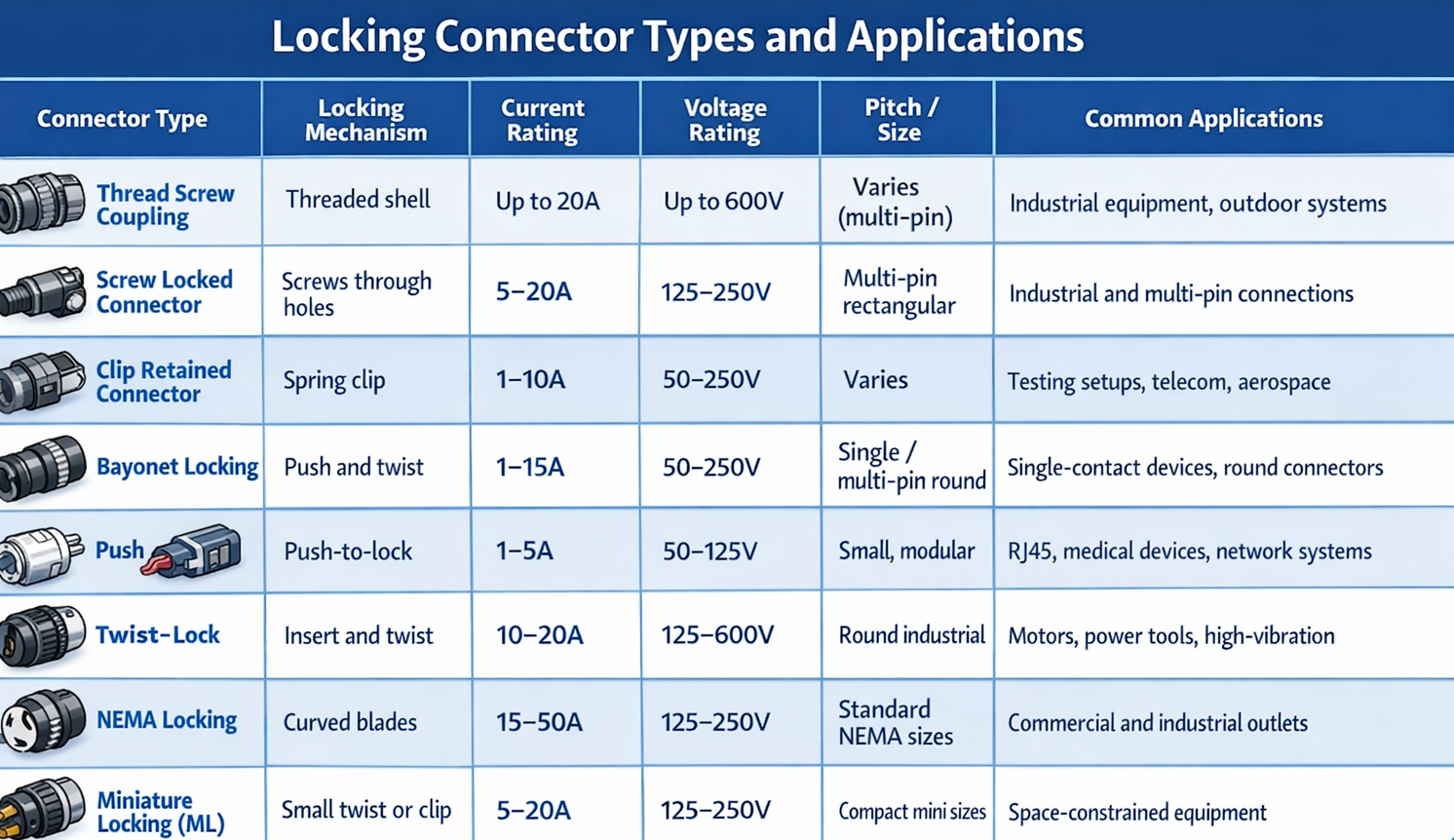 Locking Connector types