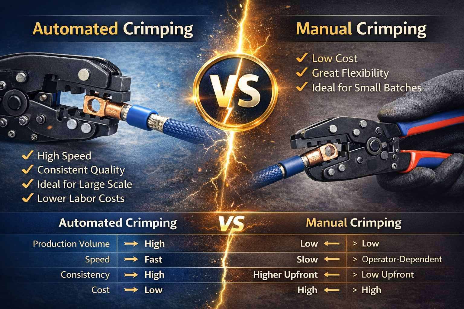 Automated crimping Vs manual crimping